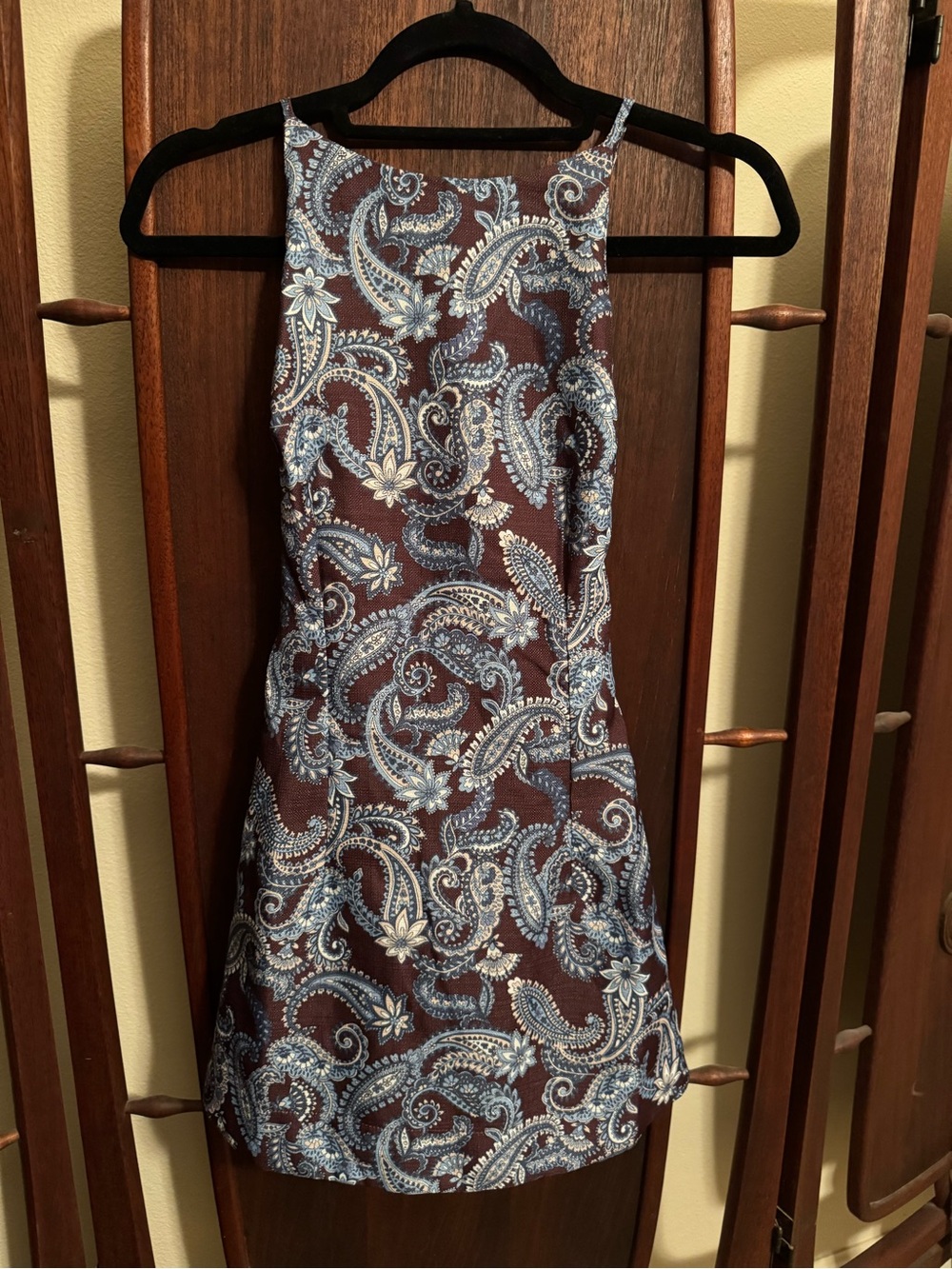 Altar'd State Brown and Light Blue Paisley Mini Dress